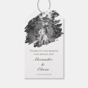 Etiqueta Para Presente Casamento de Foto Moderno Brushaft   Favor Branco