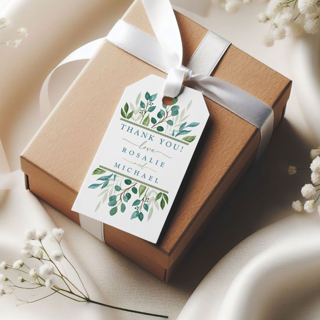 Etiqueta Para Presente Casamento de Greenery Botânico (Botanical Greenery Custom Thank You Wedding Gift Tag )