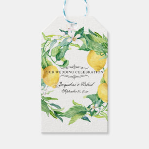 Etiqueta Para Presente Casamento de Lemon Citrus Floral Greenery Leaf Wre