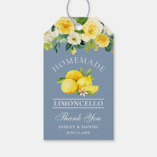 Etiqueta Para Presente Casamento de Limões Florais Dusty Blue Limoncello