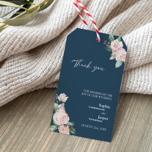Etiqueta Para Presente Casamento De Marinho Floral De Blush Obrigado Etiq