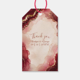 Etiqueta Para Presente Casamento de mármore Luxe Ágata Burgundy Rubi