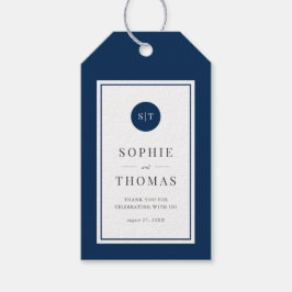 Etiqueta Para Presente Casamento de Monograma Clássico de Cor Editável