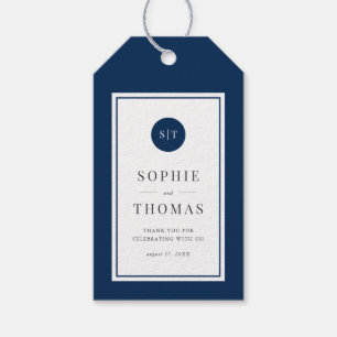 Etiqueta Para Presente Casamento de Monograma Clássico de Cor Editável