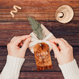 Etiqueta Para Presente Casamento de Monograma da Fatia de Madeira Rústica