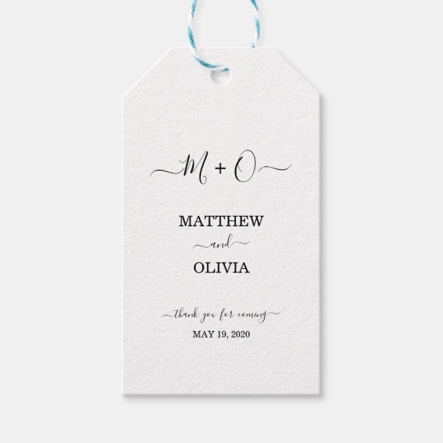 Etiqueta Para Presente Casamento de Monograma Elegante Moderno (Frente)