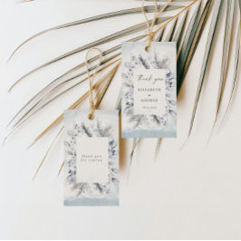 Etiqueta Para Presente Casamento de Monograma Floral de Inverno Azul Mood