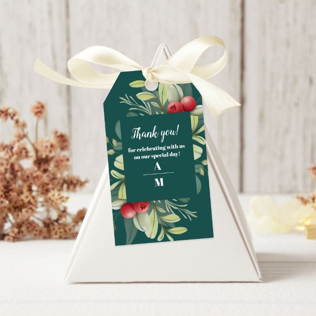 Etiqueta Para Presente Casamento de Natal Greenery (Criador carregado)