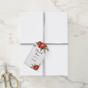 Etiqueta Para Presente Casamento de Natal Vermelho Poinsettia de Inverno