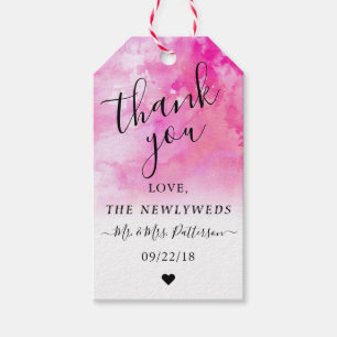 Etiqueta Para Presente Casamento De Ombre Watercolor - Obrigado - Rosa