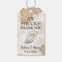 Etiqueta Para Presente Casamento de Ostra de Aquarelas Modernas Obrigado