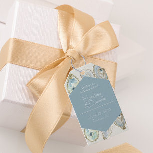 Etiqueta Para Presente Casamento de Ostras de Aquarela- Azul Derrante