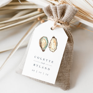 Etiqueta Para Presente Casamento de Ostras de Aquarela Costeira