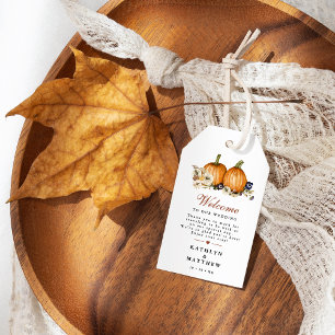 Etiqueta Para Presente Casamento de outono Rustic Pumpkin Botânico Bem-vi