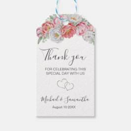 Etiqueta Para Presente Casamento de Penas Brancas e Rosa