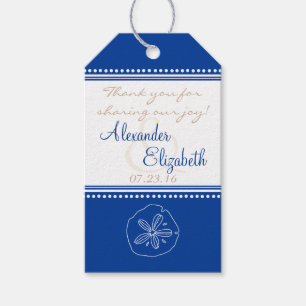 Etiqueta Para Presente Casamento de praia azul do dólar de areia do Tag