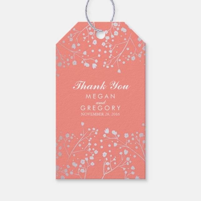 Etiqueta Para Presente Casamento de Prata Respiratória do Bebê e Foil Cor (Frente)