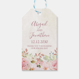 Etiqueta Para Presente Casamento de Primavera Floral Rosa Vintage