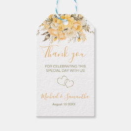 Etiqueta Para Presente Casamento de Rosa de marfim e amarelo legante