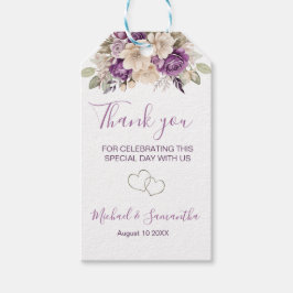 Etiqueta Para Presente Casamento de Rosa de marfim e roxo elegante