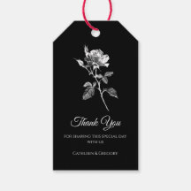 Casamento de Rosa Elegante Preto e Branco Obrigado