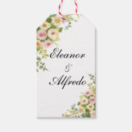 Etiqueta Para Presente Casamento de Rosa em Aquarela