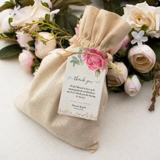 Etiqueta Para Presente Casamento de Rosas Dourados Rosa-Rosa-Blush Elegan