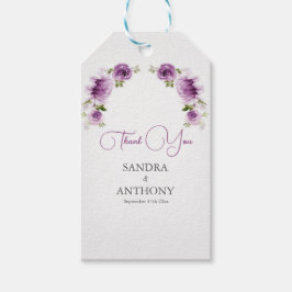 Etiqueta Para Presente Casamento de Rosas e Peônias Fuchsia em Aquarela