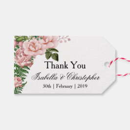 Etiqueta Para Presente Casamento de Rosas Rosa e Ferns Obrigado