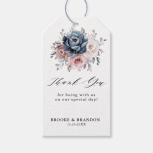 Etiqueta Para Presente Casamento de Sábado Rosa-Rosa-Rosa, Dusty Blue Mau