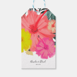 Etiqueta Para Presente Casamento de Script Hawaii Desenhado em Mão Tropic