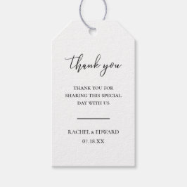 Etiqueta Para Presente Casamento de Script Preto e Branco Elegante