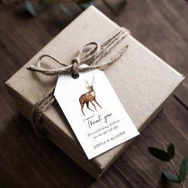 Etiqueta Para Presente Casamento de Veado na Floresta Agradecimento