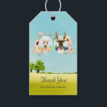 Etiqueta Para Presente Casamento de veados da floresta russa<br><div class="desc">Medalhões de casal de veados brancos e etiquetas de presente de obrigado floral de boho cor-de-rosa.</div>