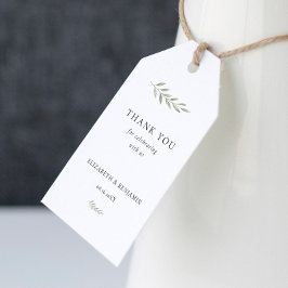 Etiqueta Para Presente Casamento de Verde Minimalista Elegante Agradecime