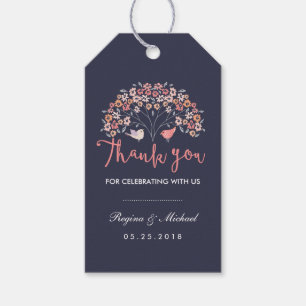 Etiqueta Para Presente Casamento De Vintage Bird Floral Obrigado Tag De P