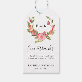 Etiqueta Para Presente Casamento de Wreath Rose Rosa Rosa Rosa Rosa, Rosa
