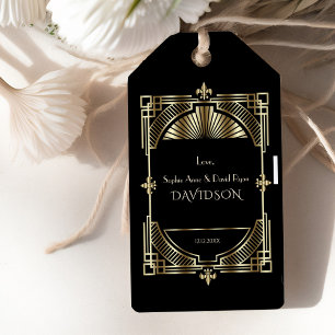Etiqueta Para Presente Casamento do Excelente negro Dourado de luxo Gatsb