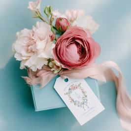 Etiqueta Para Presente Casamento do Monograma de Fora Floral Elegante