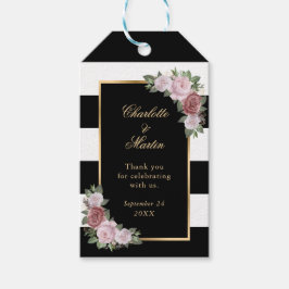 Etiqueta Para Presente Casamento Dourado Cor-de-rosa Preto, Agradeço-lhe