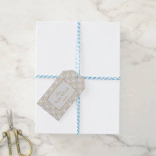 Etiqueta Para Presente Casamento Dourado do Excelente Branco Gatsby Art D