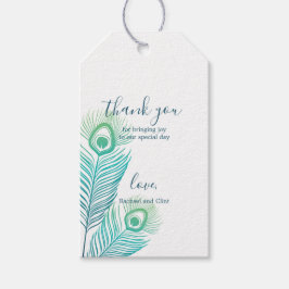 Etiqueta Para Presente Casamento Dourado Elegante De Peacock Obrigado Dan