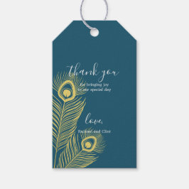 Etiqueta Para Presente Casamento Dourado Elegante De Peacock Obrigado Dan