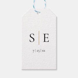 Etiqueta Para Presente Casamento Dourado Elegante do Monograma Negro