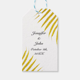 Etiqueta Para Presente Casamento Dourado Glitter Branco Da Folhagem Da Pa