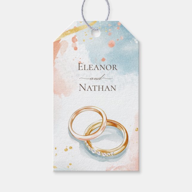 Etiqueta Para Presente Casamento Dourado Primavera de Verão (Frente)