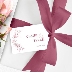 Etiqueta Para Presente Casamento Elegante Chic Burgundy, Rosa e Branco