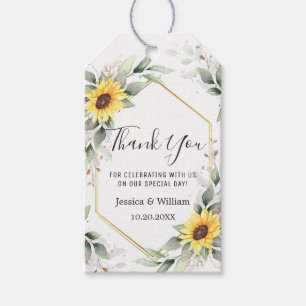 Etiqueta Para Presente Casamento Elegante De Girassol Greenery Obrigado