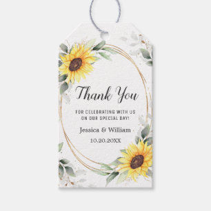 Etiqueta Para Presente Casamento Elegante De Girassol Greenery Obrigado