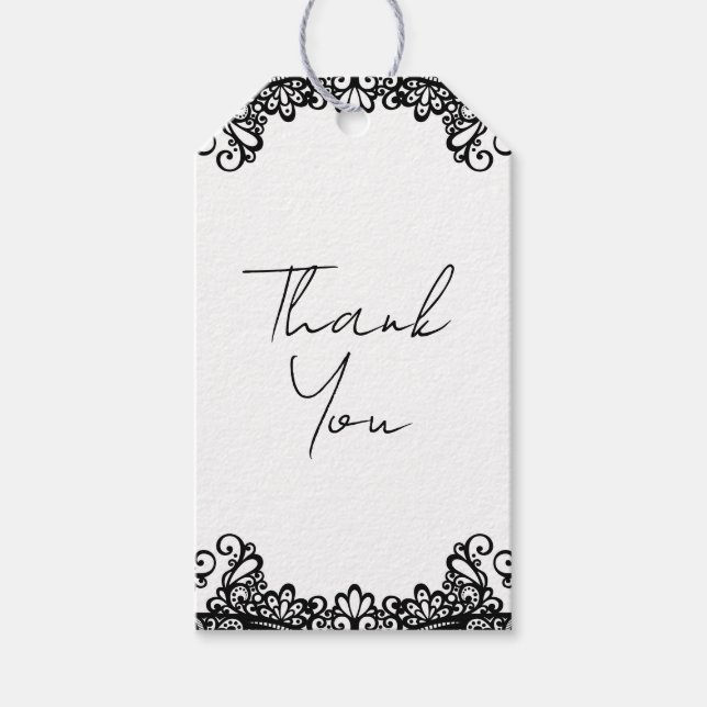 Etiqueta Para Presente Casamento Elegante de Locais Pretos e Brancos (Frente)